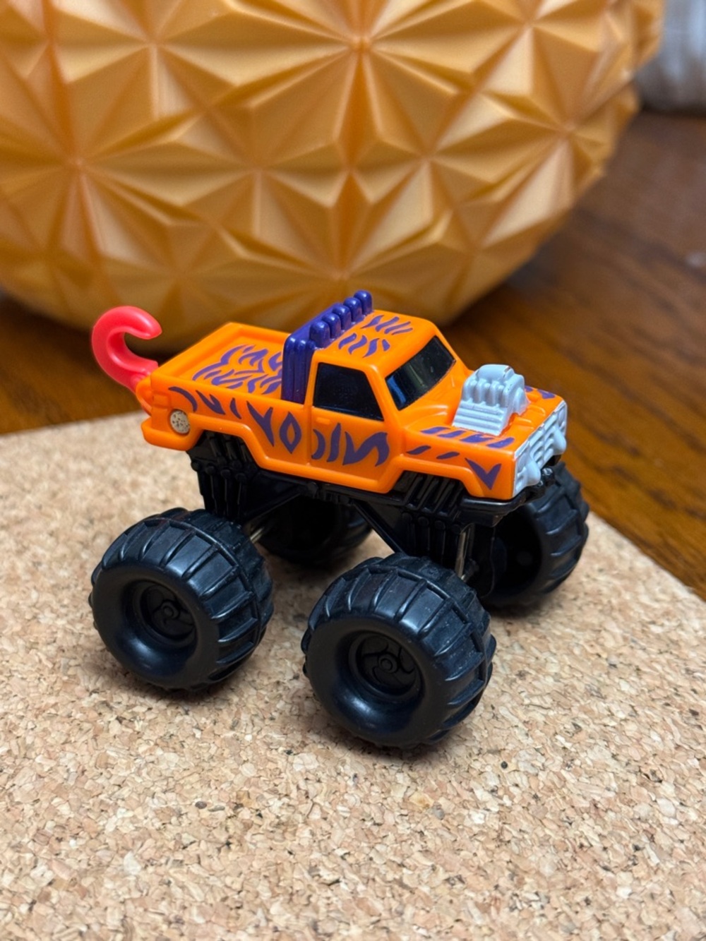 Vintage 1993 Hot Wheels Monster Truck Toy Plastic Car Tiger Pattern Truck